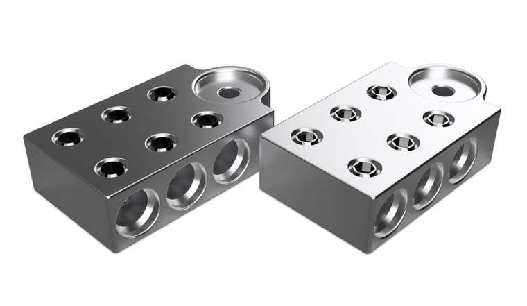 XS Power Batteries 600 Series Aluminum Terminal Blocks, 1/0, 6 Spots, M6/M8 Bolts, Pair (XSP-TB-606v1)