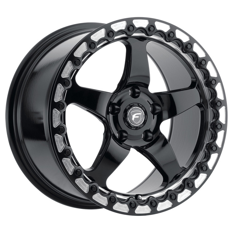 Forgestar 18x10.5 D5 Beadlock 5x120.65 ET65 BS8.3 Gloss BLK MACH 78.1 Wheel (FOR-F00180563P65)