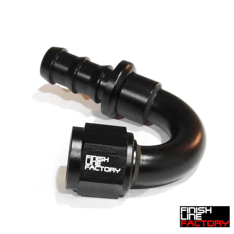 150 Degree Push Lock Hose End - 08 AN | Push Lock Hose Ends | Paddock Performance