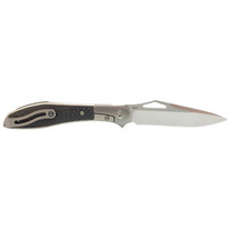 MOEN WORKS REATE Front Flipper Satin Drop Point with Carbon Fiber Inlays Folding Knife
