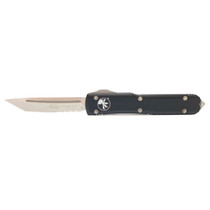 MICROTECH Ultratech Stonewash Tanto Partially Serrated Black Automatic Out the Front Knife