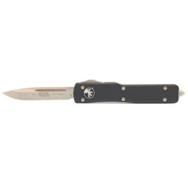 MICROTECH UTX 70 Stonewash Drop Point Black Automatic Out the Front Knife