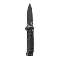 BENCHMADE Black Class Casbah Plain Edge S30V Steel Black Blade Grivory Black Handle Push Button Opening Knife