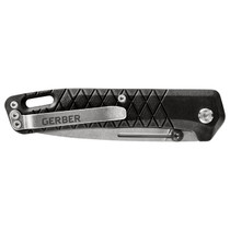 GERBER Zilch Stonewash Drop Point Black Folding Knife Clamshell Pack