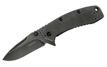 KERSHAW Cryo II 3.25in Blackwash Drop Point Blackwash Stainless Steel Handle Spring Assisted Folding Knife (1556BW)