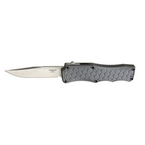 HOGUE Exploit 3.5in Stonewash Clip Point Gray Aluminum Handle Automatic Out-the-Front Knife (34052)