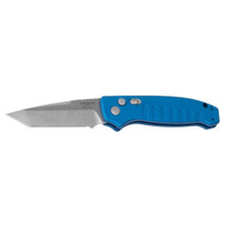 HOGUE Ballista 3.5in Stonewash Tanto Blue Aluminum Handle Automatic Folding Knives (64120)