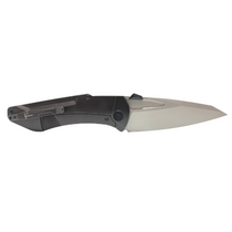 HOBACK KNIVES Summit 4.38in Stonewash Reverse Tanto DLC Black Stonewash Titanium Handle Folding Knife (JHKOBSDSW)