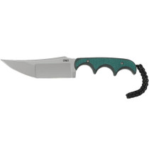 CRKT Minimalist Katana Bead Blast Trailing Point Green Handle Fixed Blade Knife