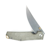 GIANTMOUSE ACE Clyde Stonewash Trailing Point Blade Green Micarta Manual Folding Knife