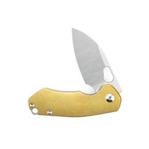 GIANTMOUSE ACE Riv Stonewash Drop Point Brass Handle Folding Knife