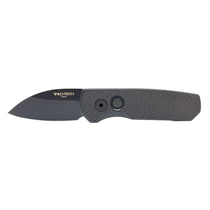 PRO-TECH Runt 5 1.9in DLC Black Wharncliffe Textured Black Aluminum Handle Automatic Folding Knife (R5106)