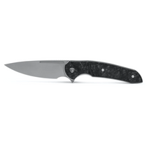 FERRUM FORGE Stinger 3.38in Stonewash Drop Point Black Marble Carbon Fiber Manual Folding Knife