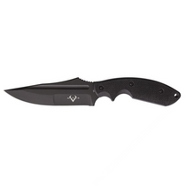 V NIVES Frontier Survivor 5.125in Black Bead Blast Clip Point Black G10 Handle Fixed Blade Knife with Black Kydex Sheath