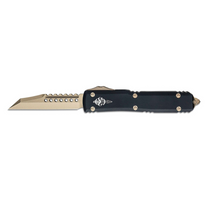 MICROTECH Ultratech 3.4in Bronze Warhound Wharncliffe Black Aluminum Handle Automatic Out-the-Front Knife