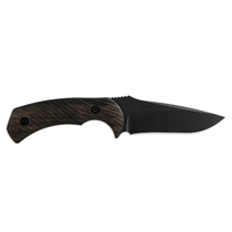 TOOR KNIVES Mullet 4in Black Drop Point Ebony Wood Handle Fixed Blade Knife with Kydex Sheath