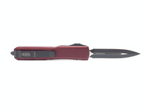 MICROTECH Ultratech Black Dagger Merlot Red Aluminum Handle Automatic Out-the-Front Knife