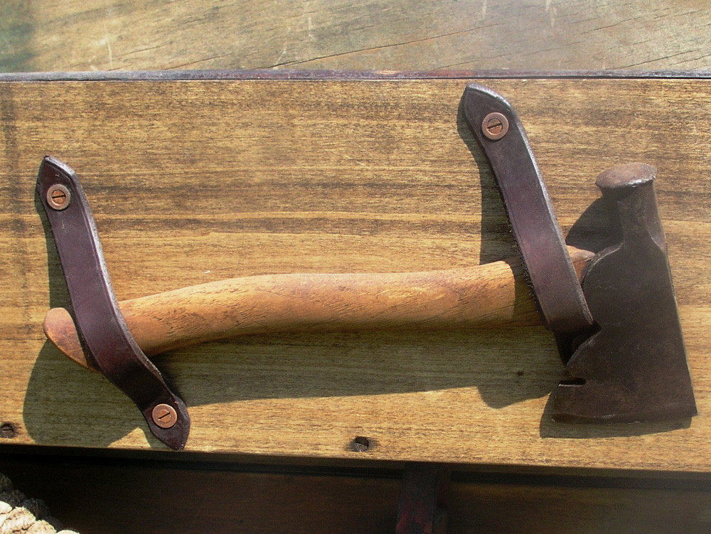 Antique Hatchet and Leather Loop Carrier