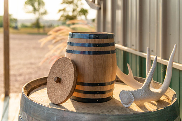 Oak Flour Barrel with Cork Lid