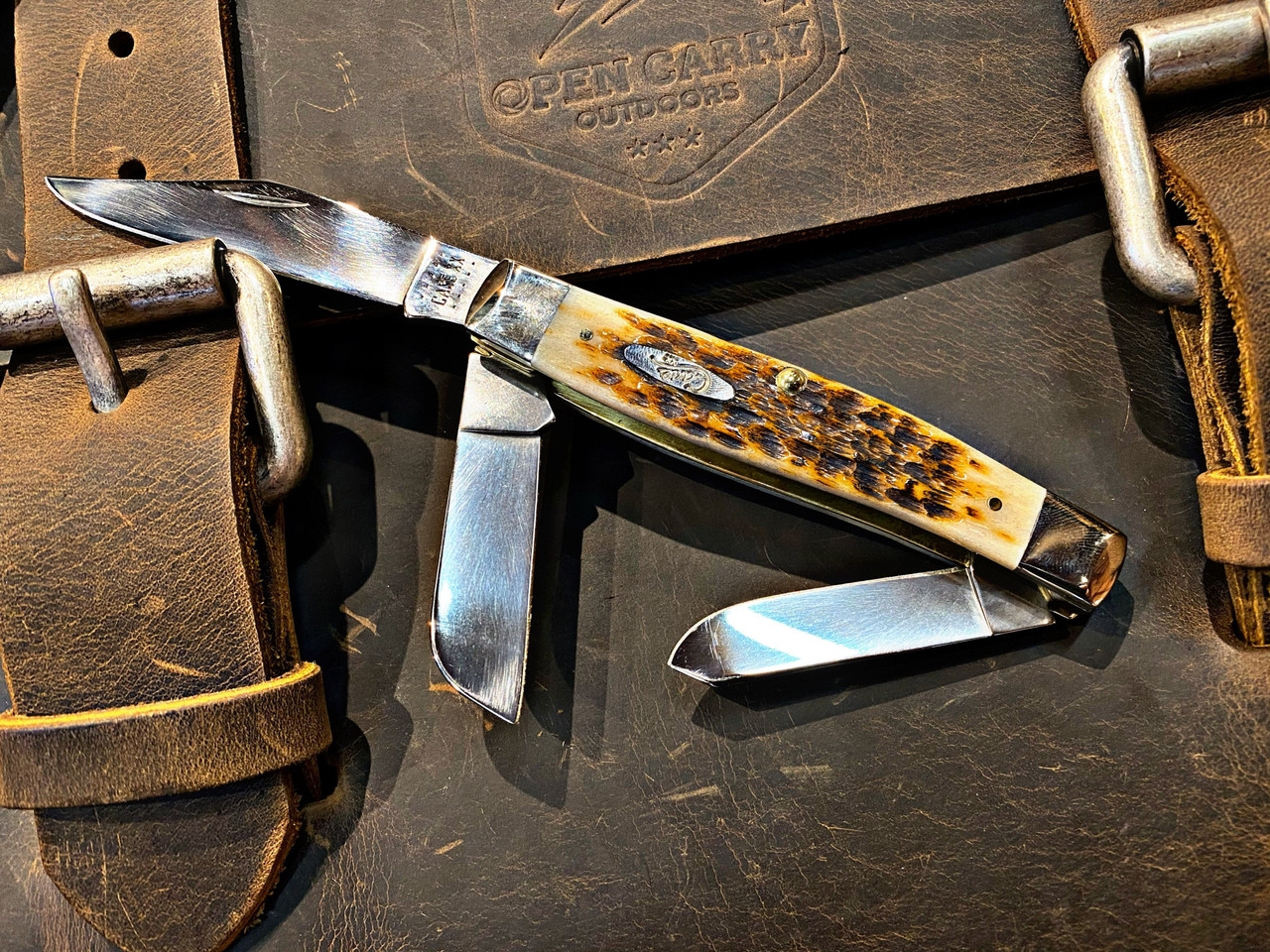 Case WR XX Pocket Knife Amber Jigged Bone Large Stockman Cv