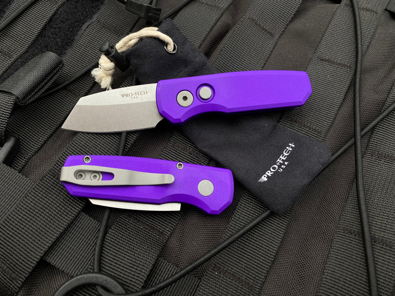 Protech Runt 5 R5401-PURPLE Solid Purple Handle 1.9 Stonewash