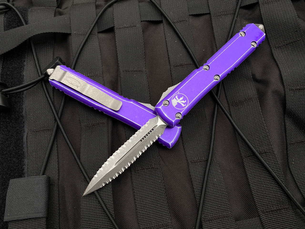 Microtech Ultratech D/E | Purple Distressed Serrated | NTL