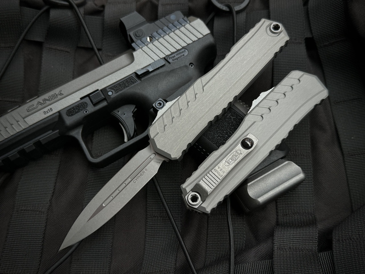 Microtech Cypher II D/E | Natural Anodized Apocalyptic | NTL