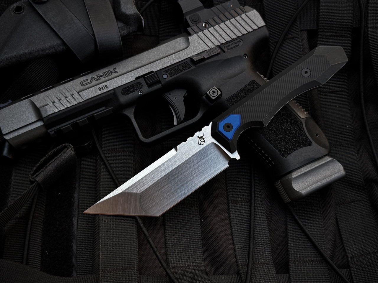 Arcane Design Necronaut Fixed Blade Black PVD Titanium Handle and