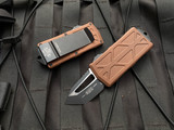 Microtech Exocet T/E Tan Aluminum Body w/ Black Plain Edge Blade (1.95") 158-1TA