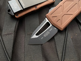 Microtech Exocet T/E Tan Aluminum Body w/ Black Plain Edge Blade (1.95") 158-1TA