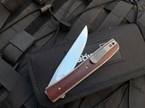 Boker Plus Urban Trapper Flipper Titanium Cocobolo Wood Inlaid Body w/ VG10 Rubbed Satin Plain Edge Blade (3.43”) 01BO734