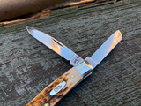 Case Amber Bone Peach Seed Jig Chrome Vanadium Medium Stockman (Pen blade)