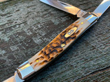 Case Amber Bone Peach Seed Jig Chrome Vanadium Medium Stockman (Pen blade)