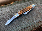 Case Amber Bone Peach Seed Jig Chrome Vanadium Medium Stockman (Pen blade)