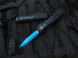 Microtech Ultratech D/E Jedi Knight Style Black Aluminum Body w/ Blue Cerakote Plain Edge Blade (3.4") 122-1JK