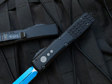 Microtech Ultratech D/E Jedi Knight Style Black Aluminum Body w/ Blue Cerakote Plain Edge Blade (3.4") 122-1JK