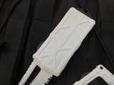 Microtech Exocet Stormtrooper T/E White Aluminum Body w/ White Full Serrated Blade (1.9”) 158-3ST