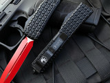 Microtech Ultratech D/E Sith Lord Edition Black Tri-Grip Aluminum Body w/ Ringed Hardware and Red Plain Edge Blade (3.4”) 122-1SL