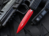 Microtech Ultratech D/E Sith Lord Edition Black Tri-Grip Aluminum Body w/ Ringed Hardware and Red Plain Edge Blade (3.4”) 122-1SL