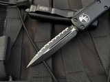 Microtech UTX-85 D/E Black Aluminum Body w/ Black Full Serrated Blade (3.1”) 232-3T