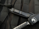 Microtech UTX-85 D/E Black Aluminum Body w/ Black Full Serrated Blade (3.1”) 232-3T