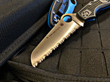 Spyderco Rescue 3 Lightweight Thin Blue Line Back Lock Full Serrated Folder-Knives-Spyderco-Mimeocase Tactical/ Nashville Tactical Lounge