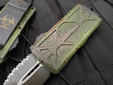 Microtech Exocet D/E Outbreak Pattern Aluminum Body w/ Full Serrated Outbreak Blade (1.95”) 157-3OBS
