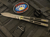 EOS Trident Balisong Butterfly Knife 4.15” S30V Black Milled Titanium, Gold Hardware-Knives-EOS-Mimeocase Tactical/ Nashville Tactical Lounge