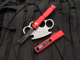 Microtech Ultratech T/E Red Aluminum Body w/ Black Full Serrated Blade (3.4") 123-3RD