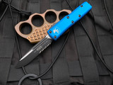 Microtech UTX-85 S/E Blue Aluminum Body w/ Black Partially Serrated Blade (3.1") 231-2BL