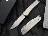 Tactile Knife Co Bexar Slip Joint Folder Textured Titanium Body w/ Magnacut Stonewashed Plain Edge Blade (2.84")