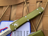 Microtech Ultratech D/E OD Green Aluminum Body w/ Stonewashed Plain Edge Blade (3.4”) 122-10OD