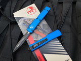 Microtech UTX-70 D/E Blue Aluminum Body w/ Black Plain Edge Blade (2.42”) 147-1BL