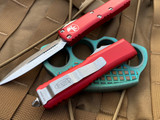 Microtech UTX-85 D/E Red Aluminum Body w/ Stonewashed Plain Edge Blade (3.11”) 232-10RD